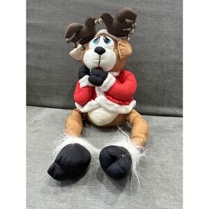 Vintage 1993 House Of Lloyd Shivers The Reindeer Plush Nylon Draft Blocker Bells